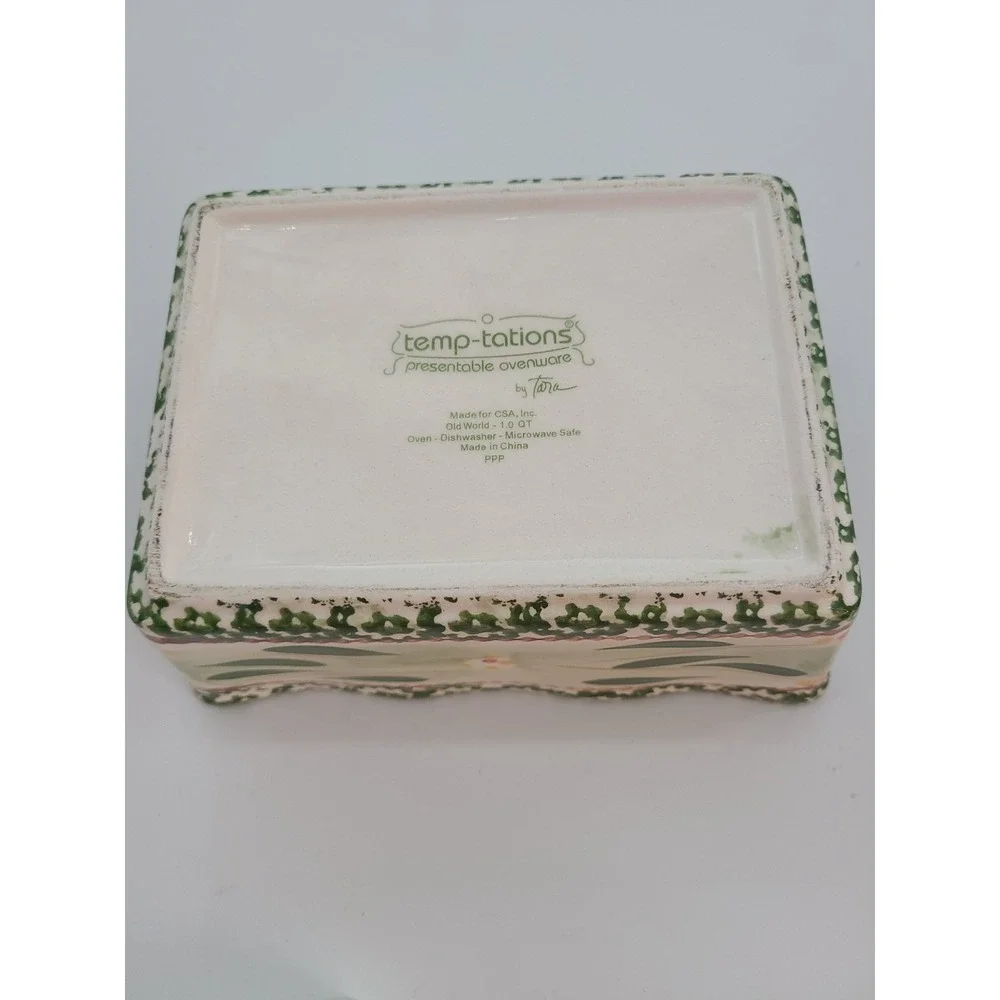 Temp-tations Old World Green Scalloped Edge Ceramic Baker